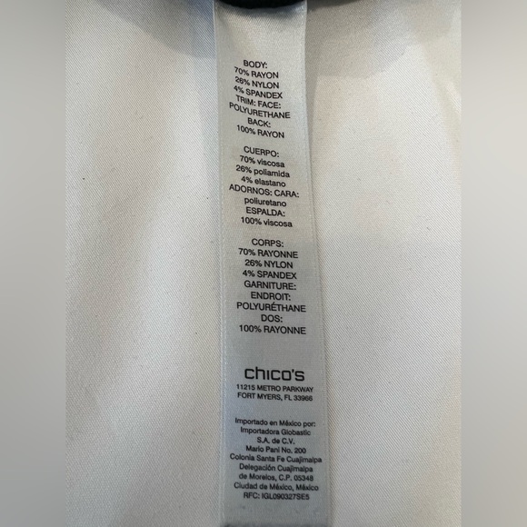 Weekends by Chico’s Black Open Front Cardigan Faux Leather Trim Size 2 (L) - Picture 4 of 6